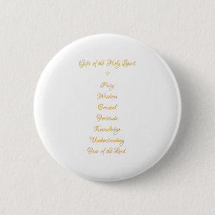 Gifts of The Holy Spirit in 3D Look Golden Script 2 Inch Round Button