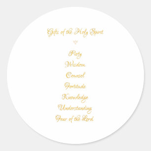 Gifts of The Holy Spirit in 3D Look Golden Script Classic Round Sticker