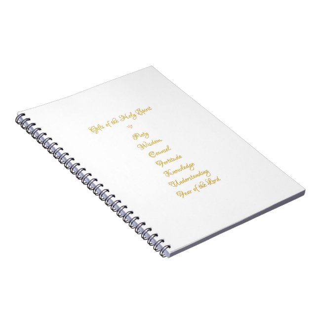 Gifts of The Holy Spirit in 3D Look Golden Script Notebook (Right Side)
