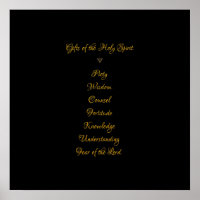 Gifts of The Holy Spirit in 3D Look Golden Script