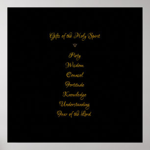 Gifts of The Holy Spirit in 3D Look Golden Script Poster