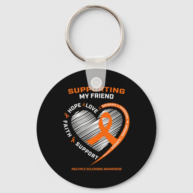 Gifts Products Orange Ms Friend Multiple Sclerosis Keychain (Front)