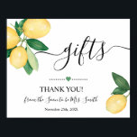Gifts Sign Bridal Shower Wedding Lemons Sign<br><div class="desc">Change wording to the design,  for additional customization (font color,  font style,  remove or move elements),  click on personalize,  scroll down and click on link "click to customize further". 
** Check collection for matching designs available**</div>