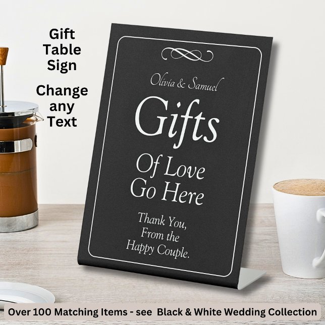 Gifts Table Black White Infinity Scroll, Pedestal Sign (Creator Uploaded)