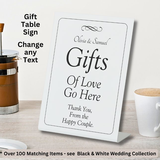 Gifts Table Black White Infinity Scroll, Pedestal Sign (Creator Uploaded)