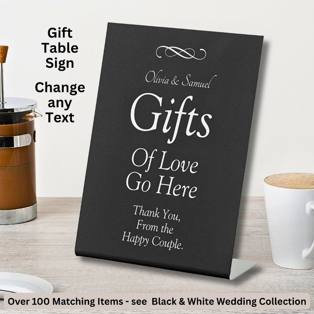 Gifts Table Black White Infinity Scroll, Pedestal Sign (Creator Uploaded)
