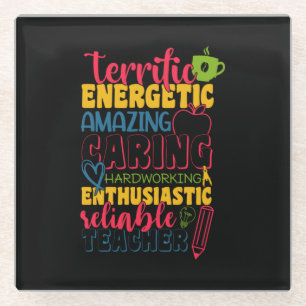 Gifts Teacher Amazing Caring Teacher Glass Coaster