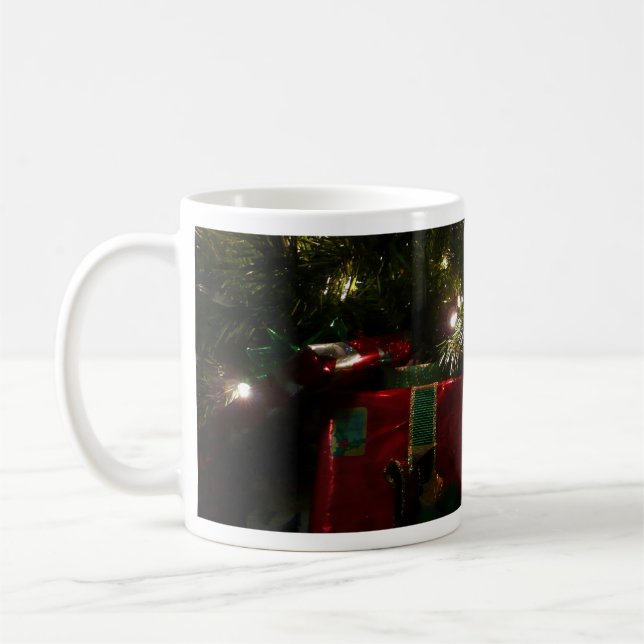 Gifts Under the Tree Christmas Holiday Coffee Mug (Left)