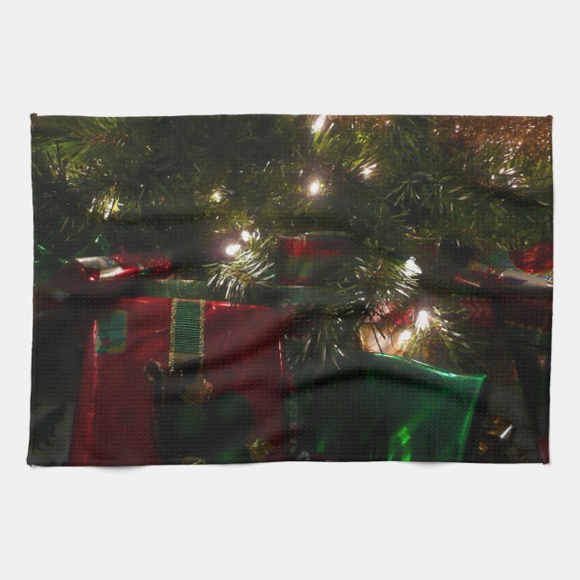 Gifts Under the Tree Christmas Holiday Kitchen Towel (Horizontal)