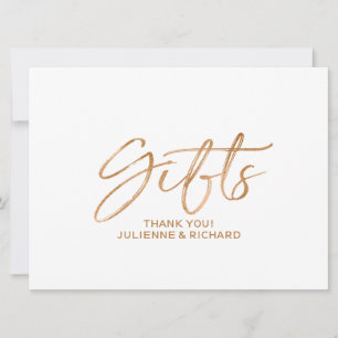 "Gifts" Wedding Sign   Stylish Copper Lettered