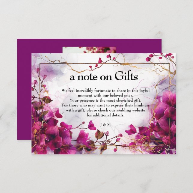 Gifts, with photo Fuchsia Enchantment: Watercolor  Enclosure Card (Front/Back)