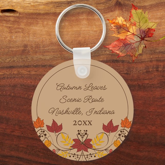 Giftshop Boutique Souvenir Fall Leaves Custom Text Keychain (Creator Uploaded)