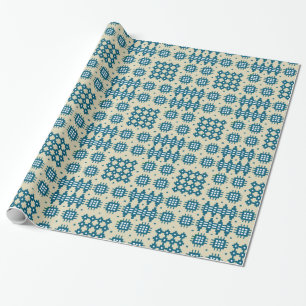 Giftwrap: Welsh Tapestry Pattern, Navy, Taupe Wrapping Paper