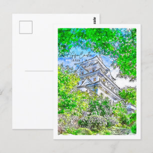 Gifu Castle Japan Travel Place Watercolor Postcard