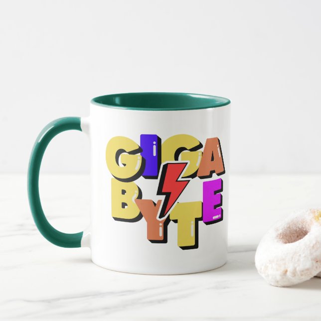 Gigabyte Computer Data Measurement Unit Mug (With Donut)