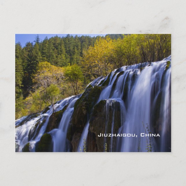 Gigantic Waterfall in a China Jiuzhaigou Postcard (Front)