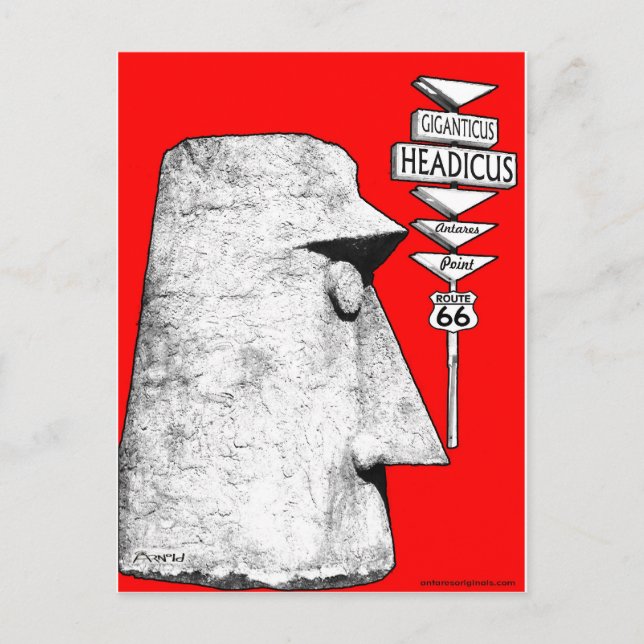 Giganticus Headicus Route 66 Antares road sign Postcard (Front)