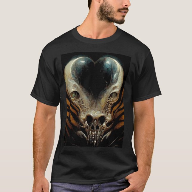 Giger Tiger Demon - Horror Macabre Dark Fantasy Ar T-Shirt (Front)