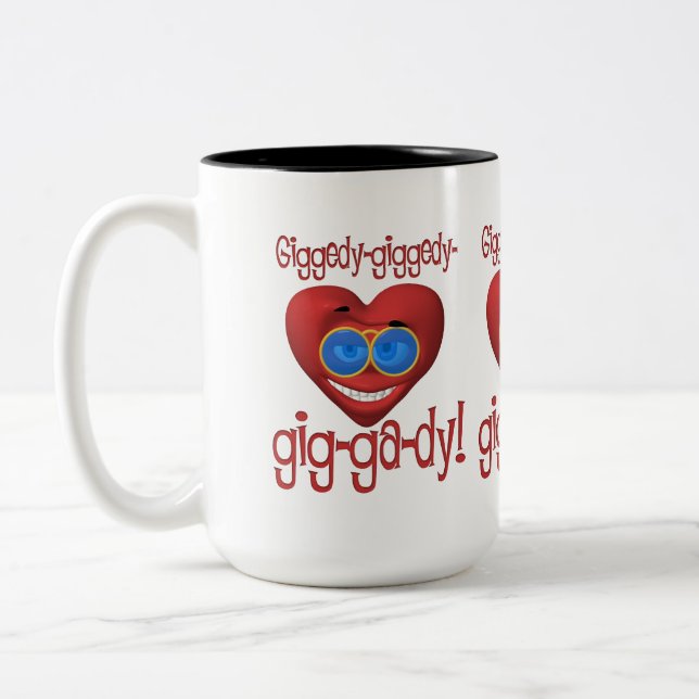 Giggedy Funny Valentine Two-Tone Coffee Mug (Left)