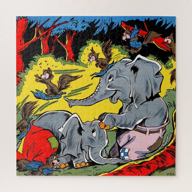 Giggle 11 Animal Elephant Vintage Comics Jigsaw Puzzle (Vertical)