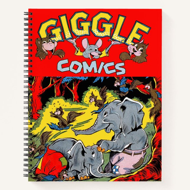 Giggle Animal Elephant Vintage Comics Notebook (Front)