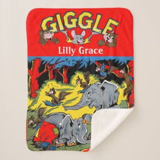 Giggle Animal Elephant Vintage Comics Sherpa Blanket