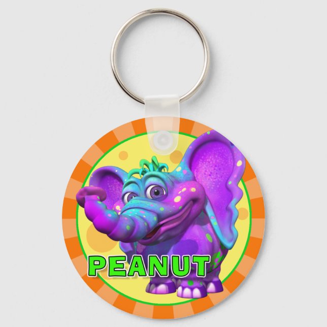 "GiggleBellies" Peanut the Elephant Keychain (Front)