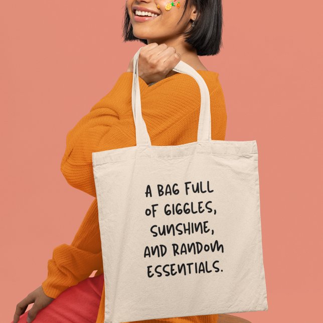 Giggles Sunshine & Random Essentials Funny Modern Tote Bag (Brighten up your day with the warmth of sunshine and the magic of giggles!)