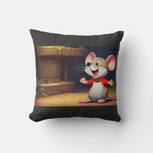 Giggles the Happy Mouse Throw Pillow