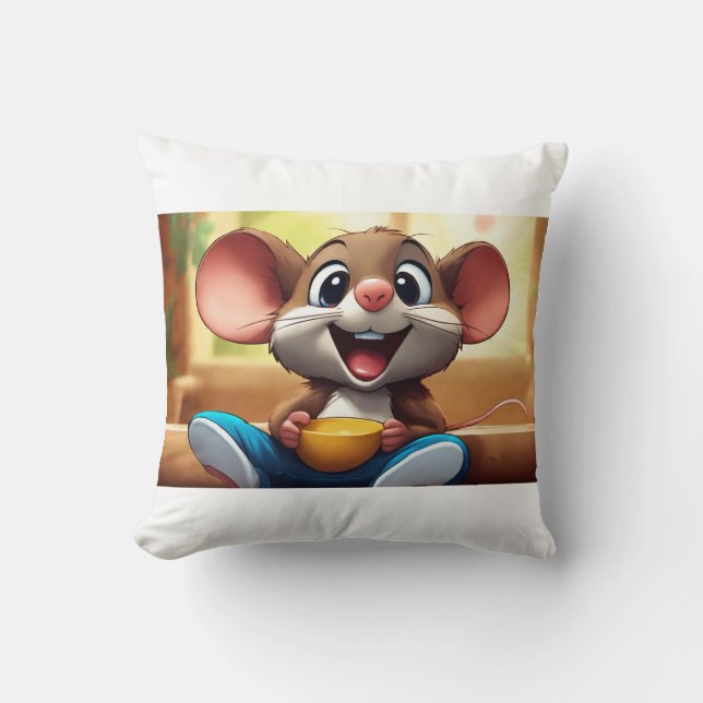 Giggles the Mouse Throw Pillow (Front)