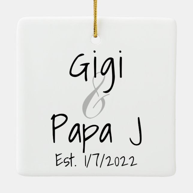 Gigi and Papa J First Grandchild Ornament (Back)