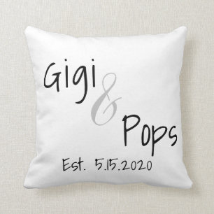 Gigi and Pops Established Date Throw Pillow