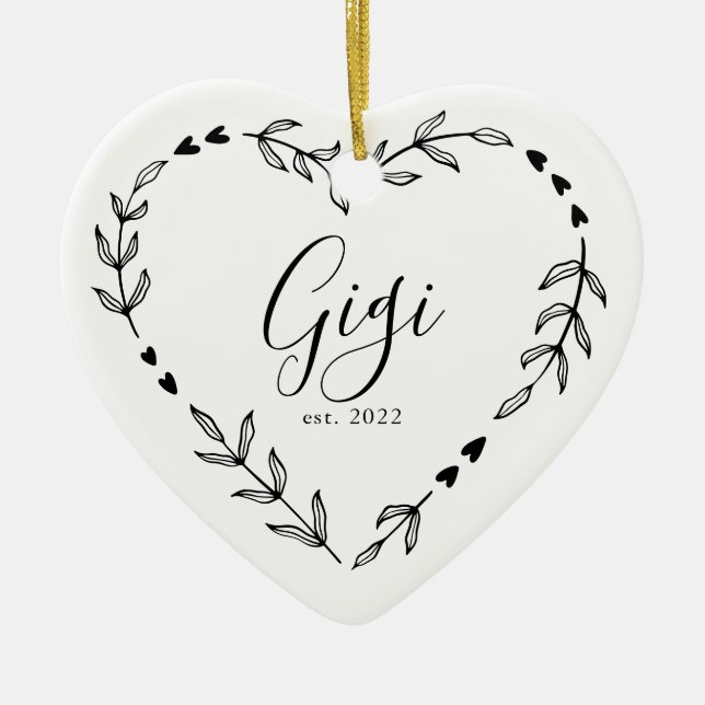 Gigi Année Est. Ornement en céramique de Noël (Devant)