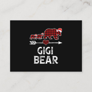 Gigi Bear Christmas Pajama Red Plaid Buffalo Business Card