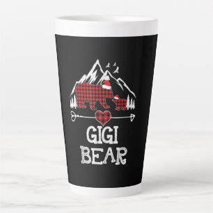 Gigi Bear Christmas Pajama Red Plaid Buffalo Latte Mug