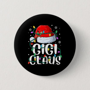 Gigi Claus Christmas Lights Grandma Pajama Family  2 Inch Round Button