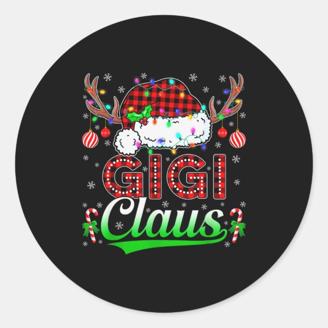 Gigi Claus Christmas Lights Matching Family Xmas P Classic Round Sticker (Front)