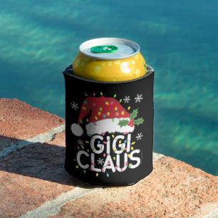 Gigi Claus Christmas Lights Pajama Family Matching Can Cooler