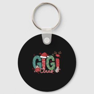 Gigi Claus Christmas Pajama Santa Claus Family Mat Keychain