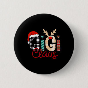 Gigi Claus Reindeer Christmas 2 Inch Round Button