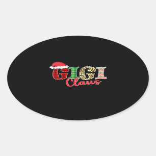 Gigi Claus Santa Hat Funny Xmas Pajama Clothing Oval Sticker