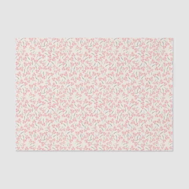 Gigi Collection Pink Branches Tissue Paper Cream (Front)
