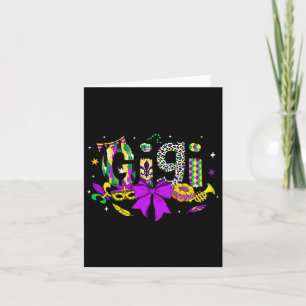 Gigi Coquette Bow Mardi Gras Women Mom Mother Carn Card