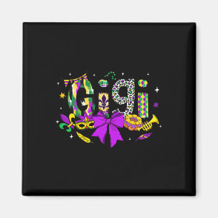 Gigi Coquette Bow Mardi Gras Women Mom Mother Carn Magnet