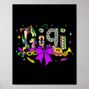 Gigi Coquette Bow Mardi Gras Women Mom Mother Carn Poster
