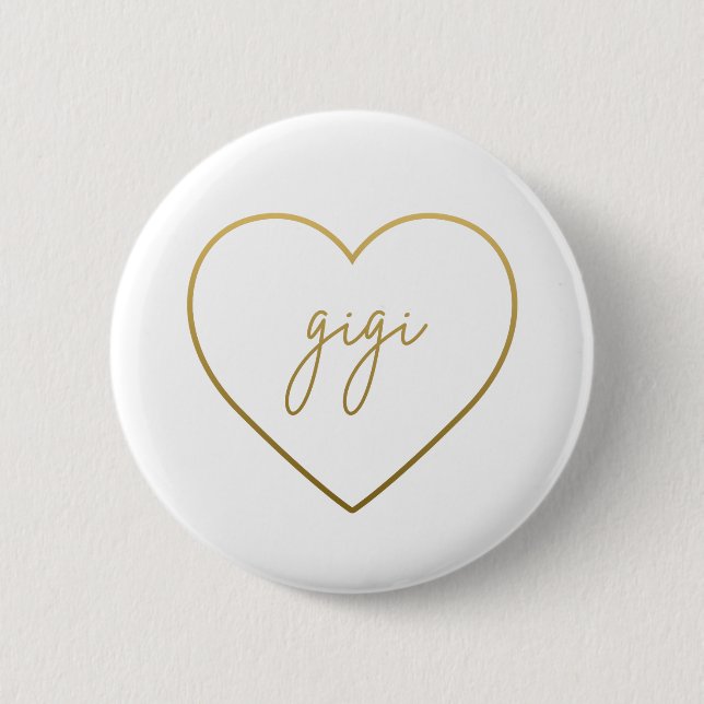 Gigi Elegant Golden Gradient Heart Grandma Gift 2 Inch Round Button (Front)