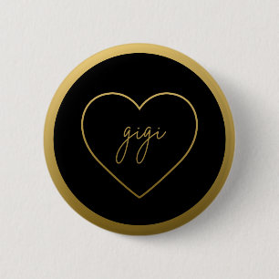 Gigi Elegant Golden Gradient Heart Grandma Gift  2 Inch Round Button