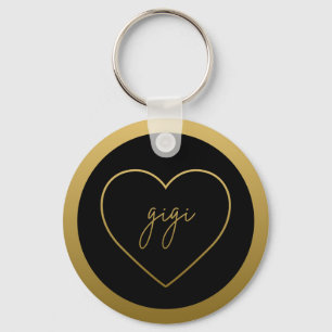 Gigi Elegant Golden Gradient Heart Grandma Gift Keychain