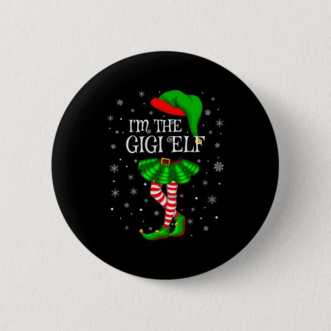 Gigi Elf Christmas Matching Family Women Girls Elf 2 Inch Round Button (Front)
