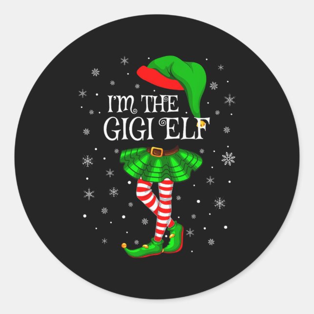 Gigi Elf Christmas Matching Family Women Girls Elf Classic Round Sticker (Front)